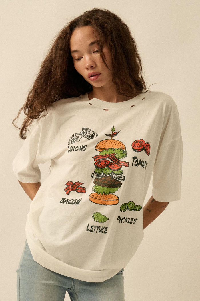 Burger Time Distressed Oversize Graphic Tee - ShopPromesa