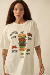 Burger Time Distressed Oversize Graphic Tee - ShopPromesa