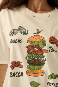 Burger Time Distressed Oversize Graphic Tee - ShopPromesa