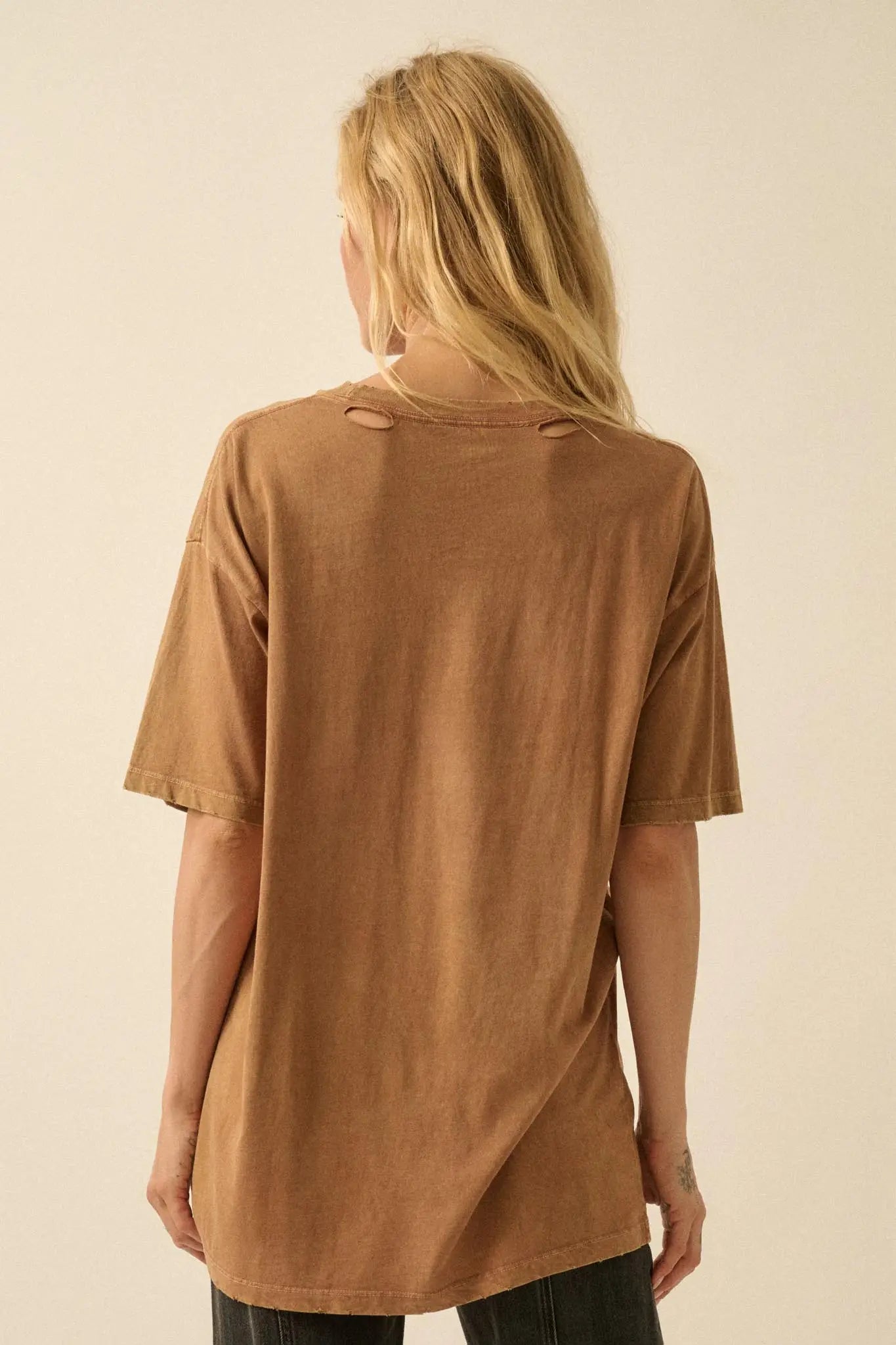 Floral Horses Distressed Oversize Graphic Tee - ShopPromesa