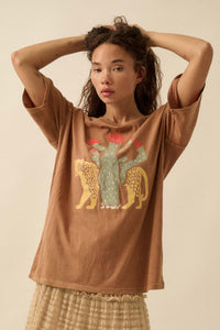 Desert Jaguar Distressed Oversize Graphic Tee - ShopPromesa