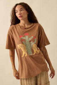 Desert Jaguar Distressed Oversize Graphic Tee - ShopPromesa