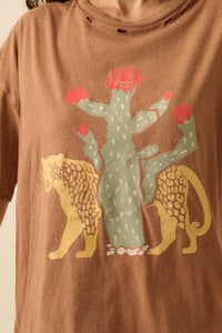 Desert Jaguar Distressed Oversize Graphic Tee - ShopPromesa
