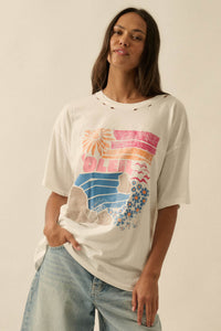 Soleil Beach Distressed Oversize Graphic Tee - ShopPromesa