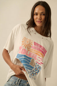 Soleil Beach Distressed Oversize Graphic Tee - ShopPromesa