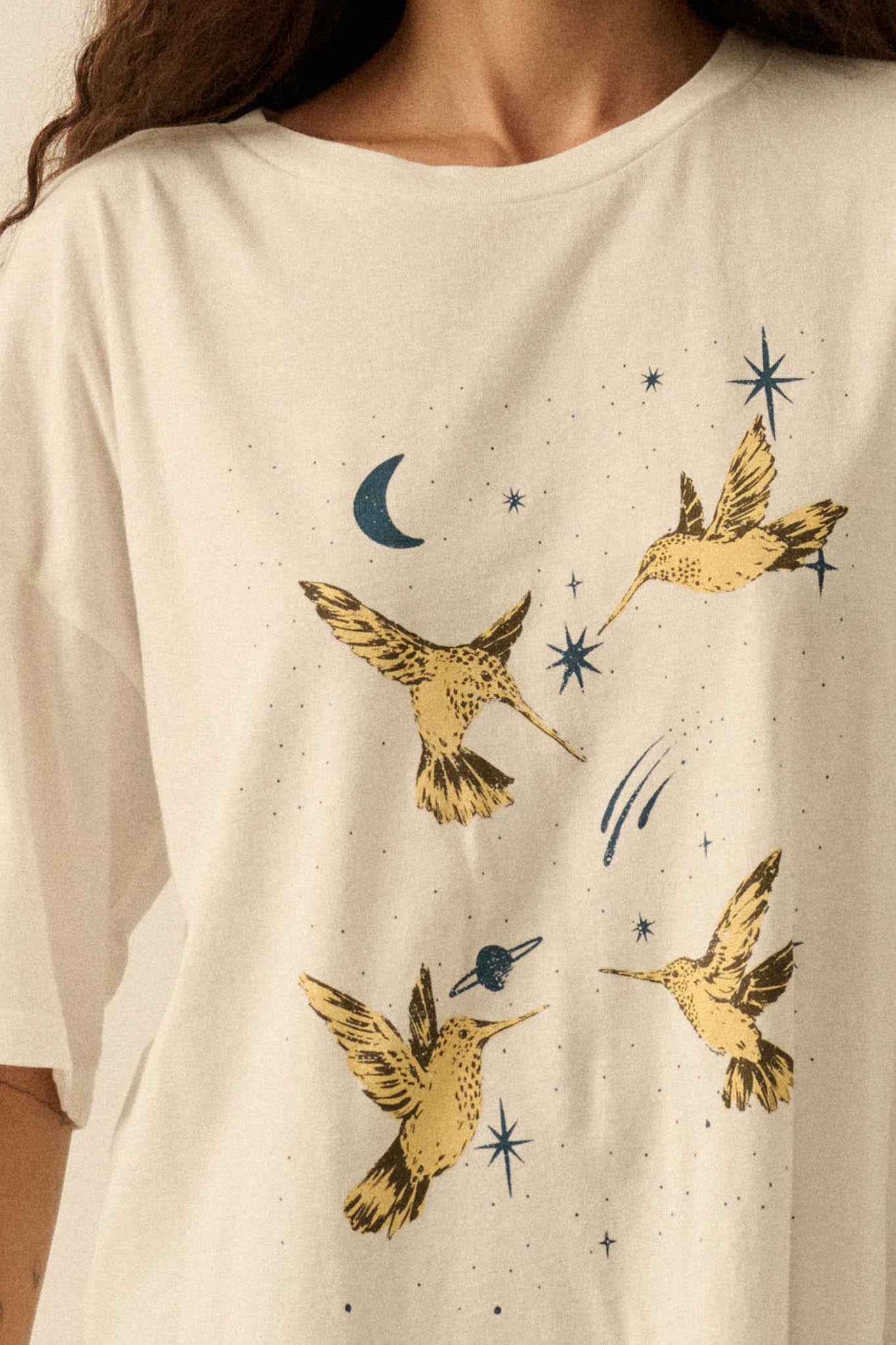 Heavenly Hummingbirds Oversize Graphic Tee - ShopPromesa
