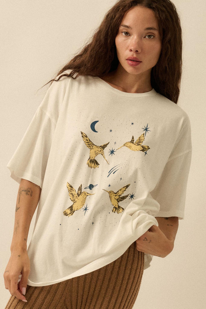 Heavenly Hummingbirds Oversize Graphic Tee - ShopPromesa