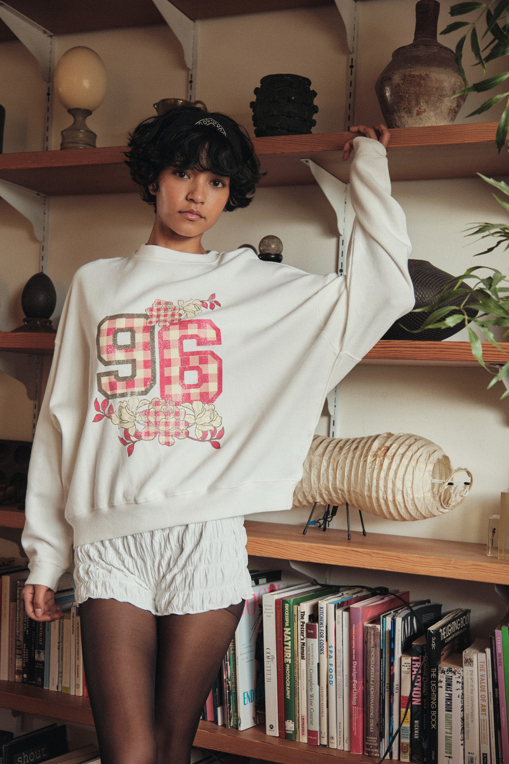 96 Vintage-Print Oversize Thermal Graphic Top - ShopPromesa