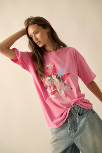 Star Horse Distressed Oversize Graphic Tee - ShopPromesa