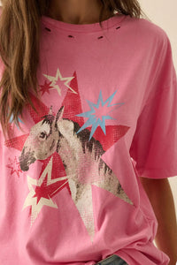 Star Horse Distressed Oversize Graphic Tee - ShopPromesa