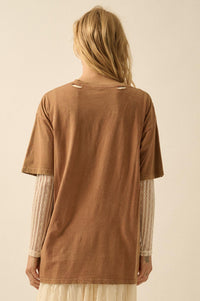 Wings of Peace Distressed Oversize Graphic Tee - ShopPromesa