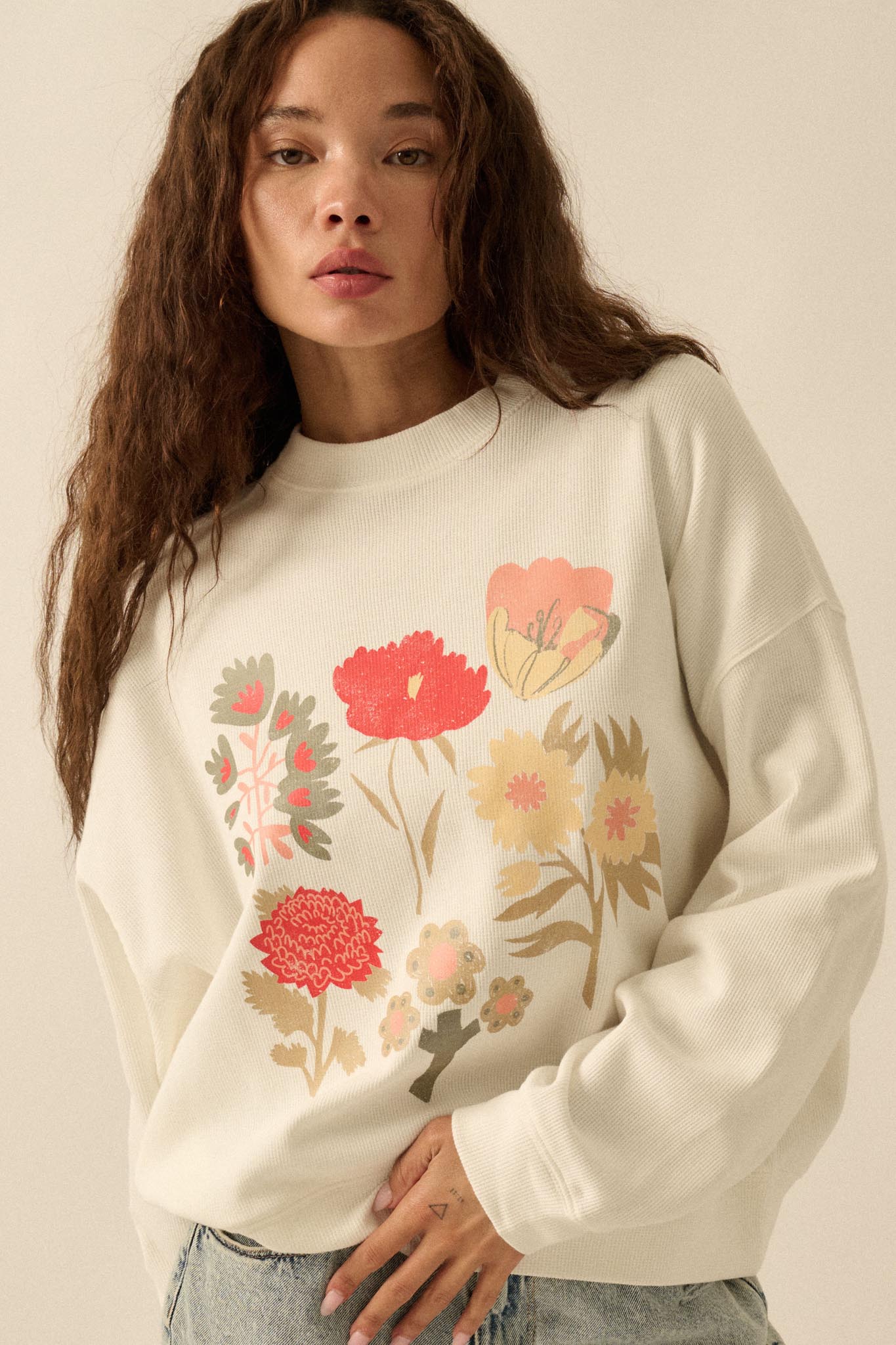 Fall Flowers Floral Thermal Graphic Top - ShopPromesa