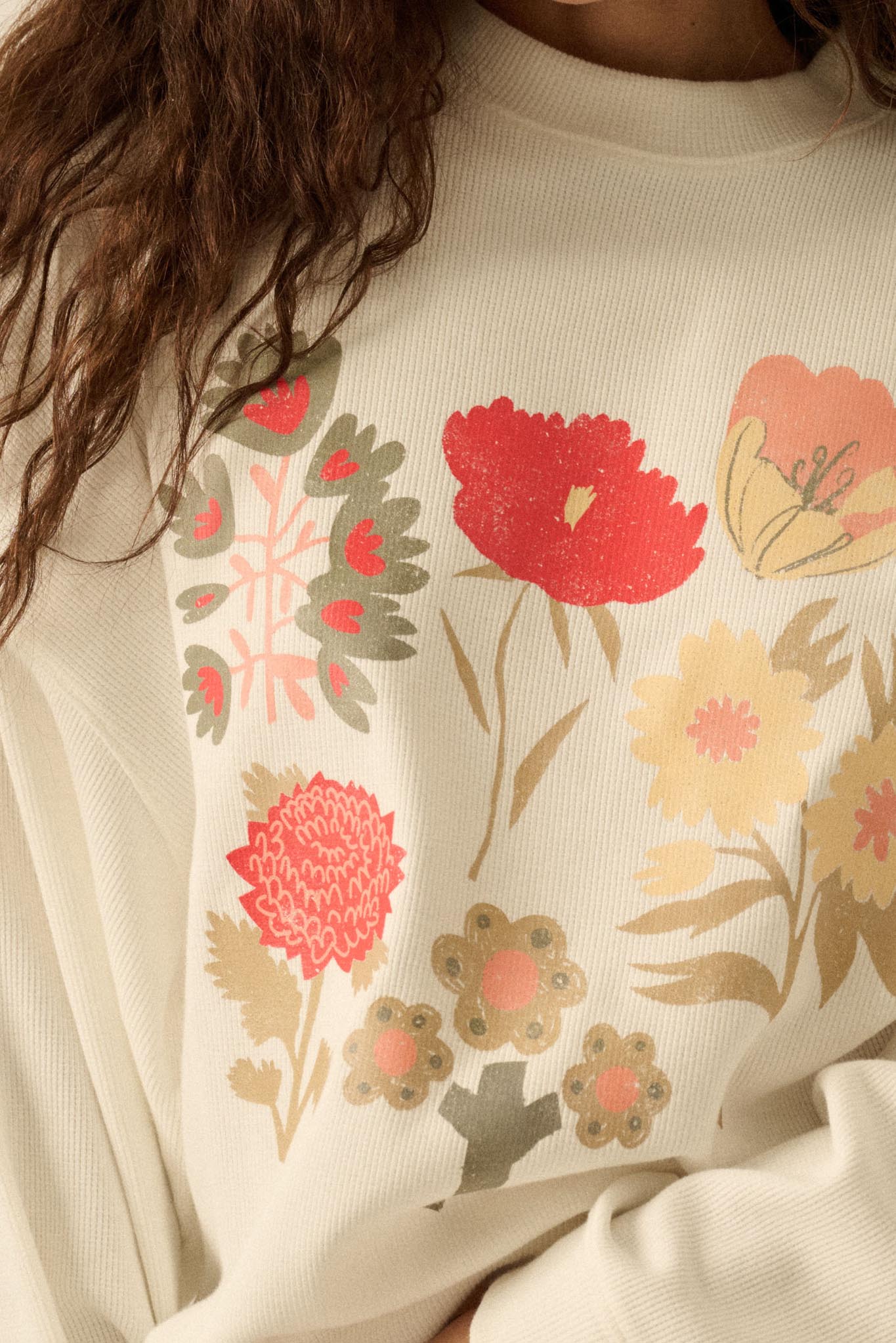 Fall Flowers Floral Thermal Graphic Top - ShopPromesa