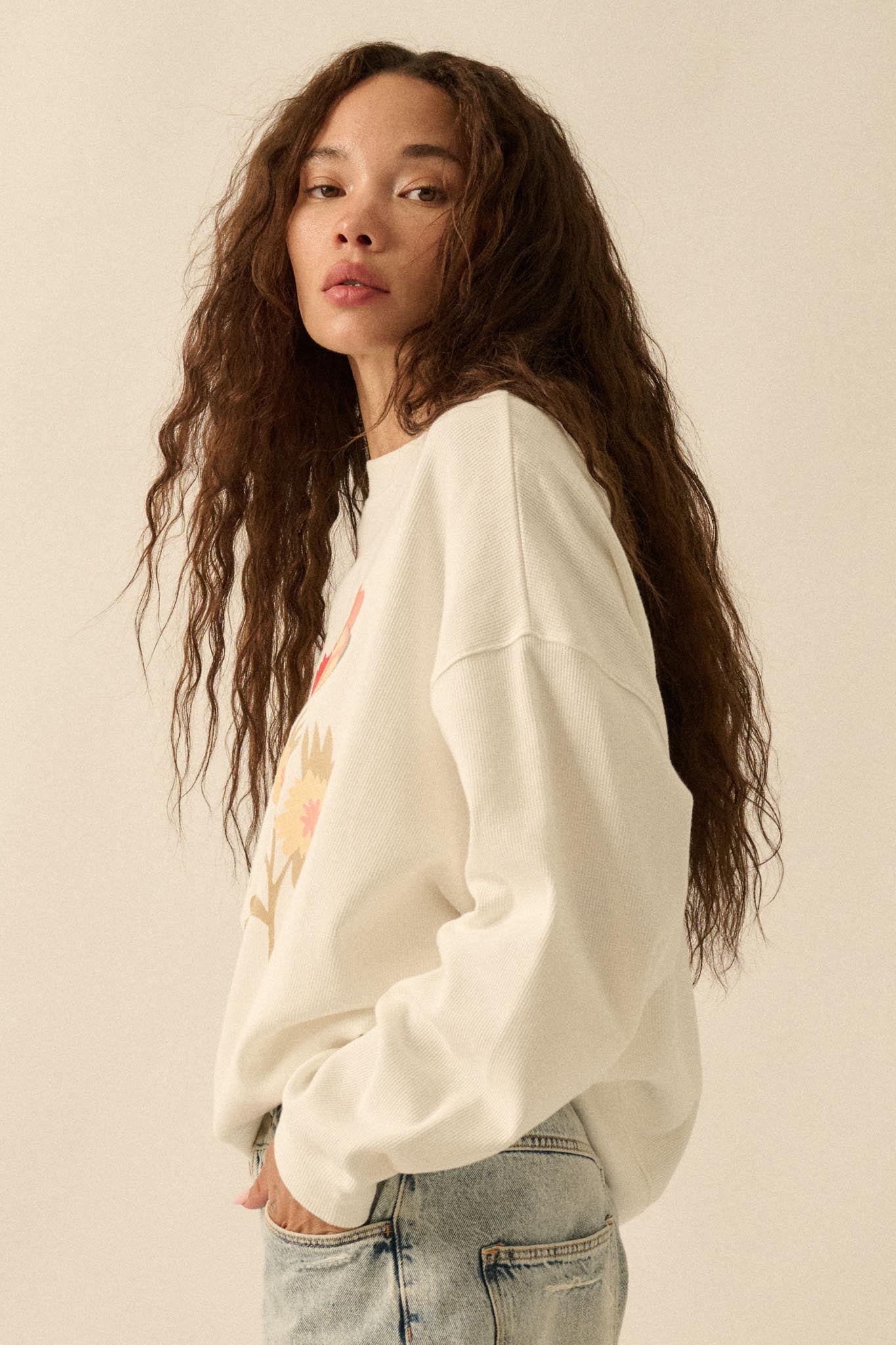 Fall Flowers Floral Thermal Graphic Top - ShopPromesa