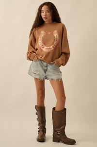 Floral Horseshoe Oversize Thermal Graphic Top - ShopPromesa