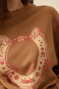 Floral Horseshoe Oversize Thermal Graphic Top - ShopPromesa