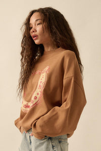 Floral Horseshoe Oversize Thermal Graphic Top - ShopPromesa