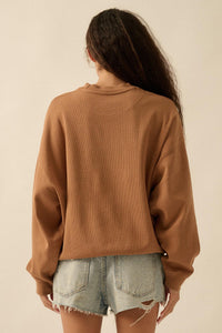 Floral Horseshoe Oversize Thermal Graphic Top - ShopPromesa