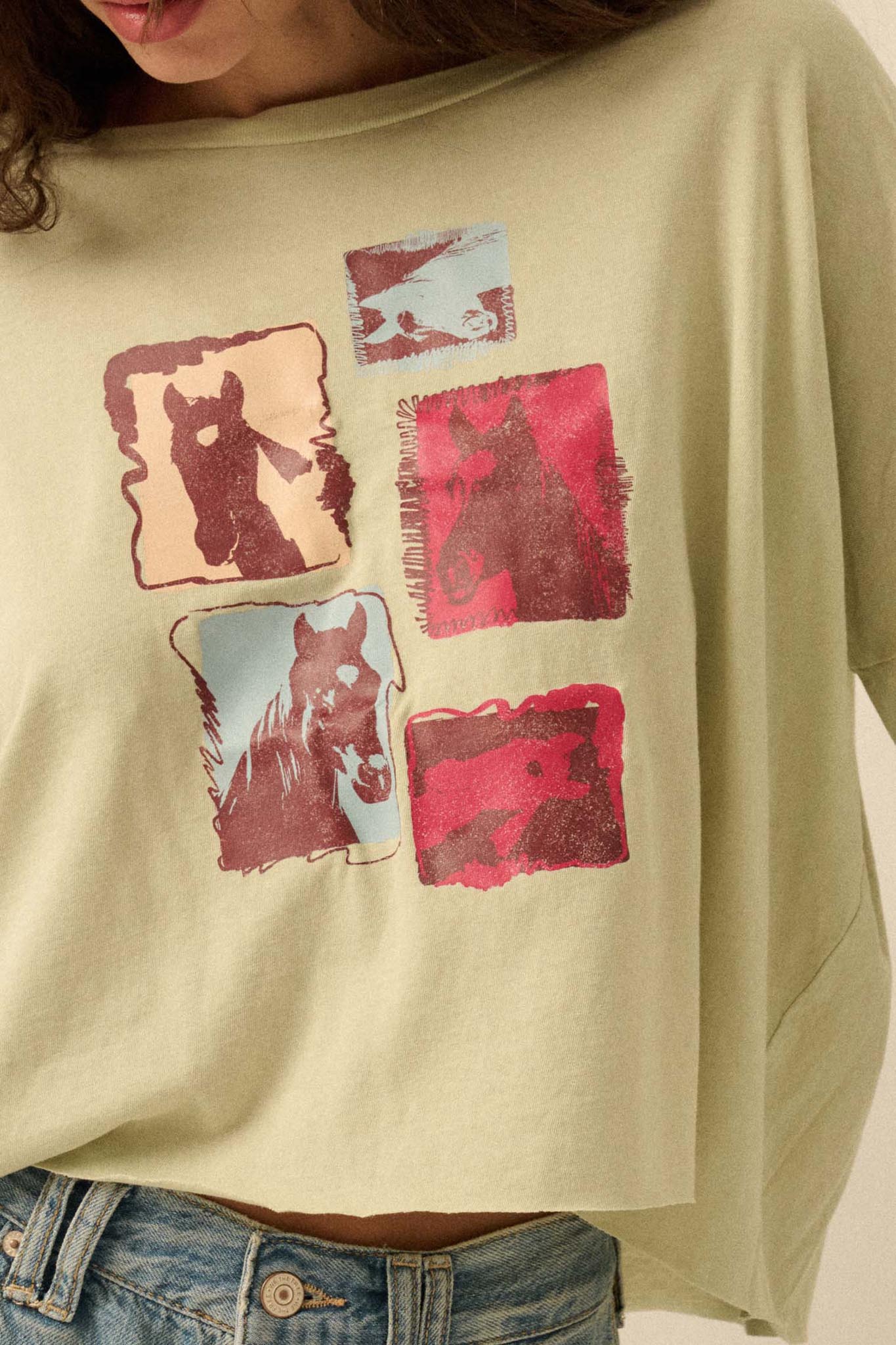 Horse Girl Vintage-Wash Long-Sleeve Graphic Tee - ShopPromesa