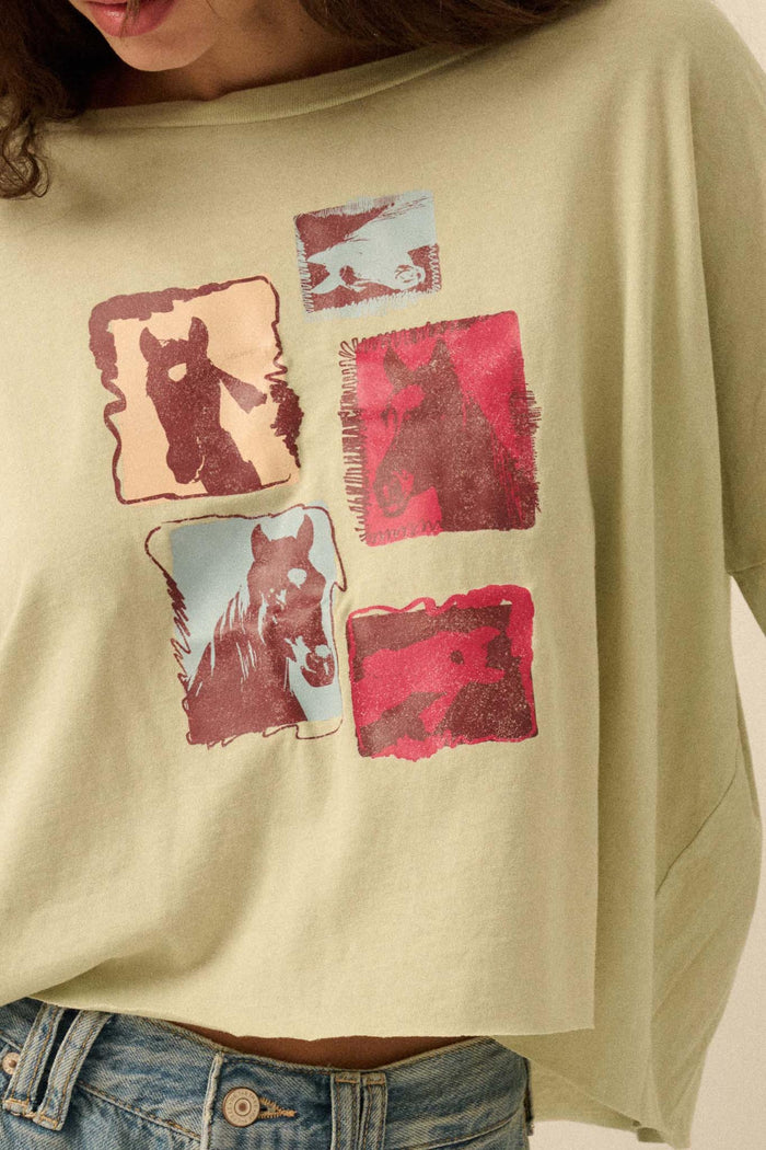 Horse Girl Vintage-Wash Long-Sleeve Graphic Tee - ShopPromesa