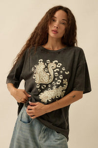 Leopard Lounge Distressed Oversize Graphic Tee - ShopPromesa