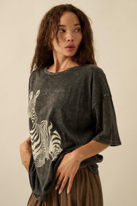 Zebra Crossing Vintage-Wash Oversize Graphic Tee - ShopPromesa