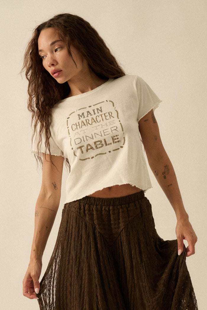 Main Character Cropped Graphic Baby Tee - ShopPromesa