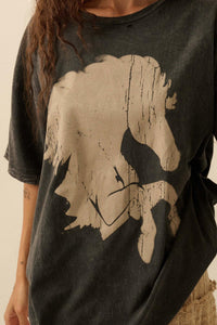 Wild Beauty Distressed Oversize Horse Graphic Tee - ShopPromesa