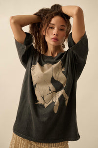 Wild Beauty Distressed Oversize Horse Graphic Tee - ShopPromesa