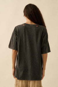 Wild Beauty Distressed Oversize Horse Graphic Tee - ShopPromesa