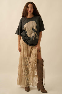Wild Beauty Distressed Oversize Horse Graphic Tee - ShopPromesa