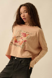 Rare Birds Vintage-Wash Long-Sleeve Graphic Tee - ShopPromesa