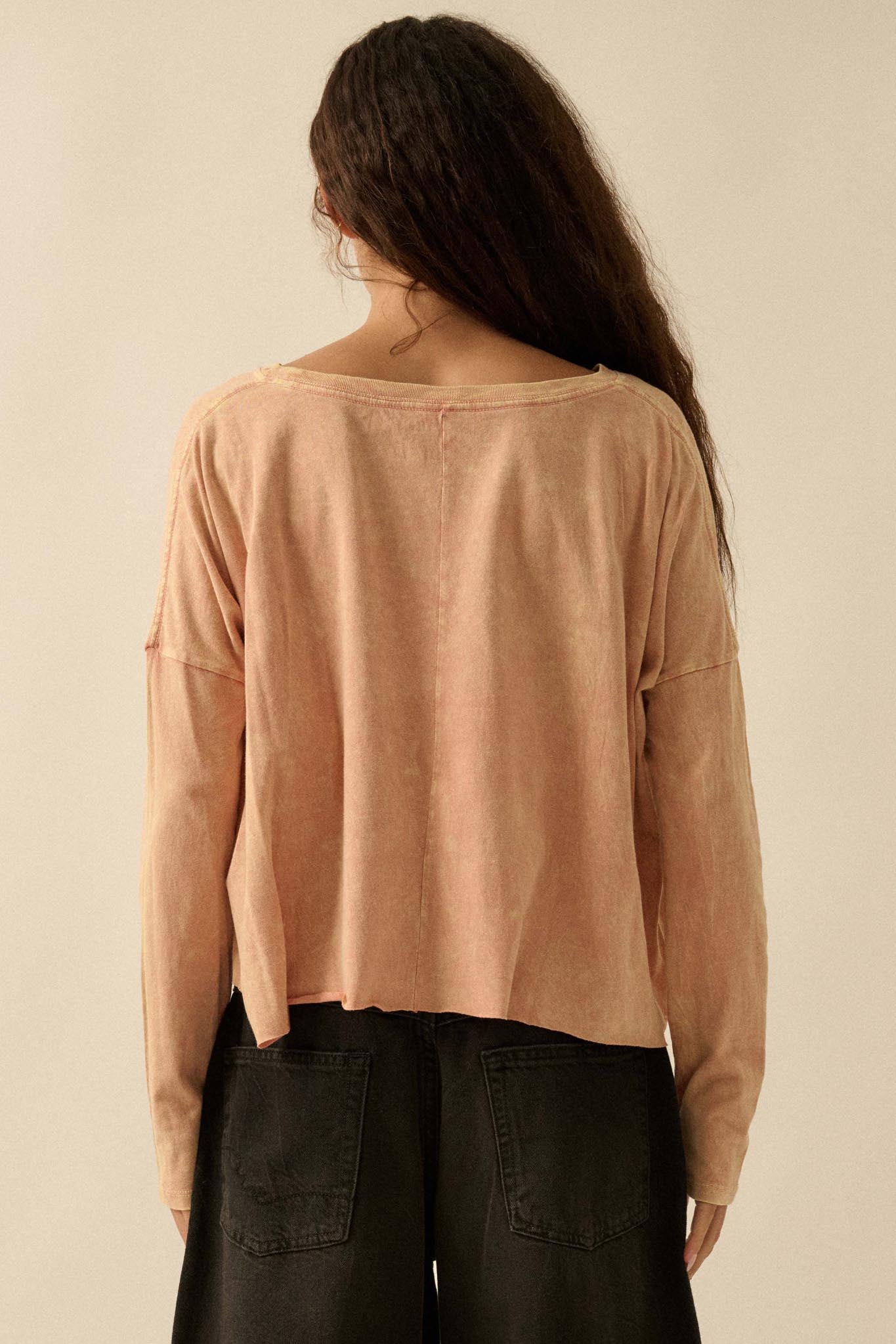 Rare Birds Vintage-Wash Long-Sleeve Graphic Tee - ShopPromesa