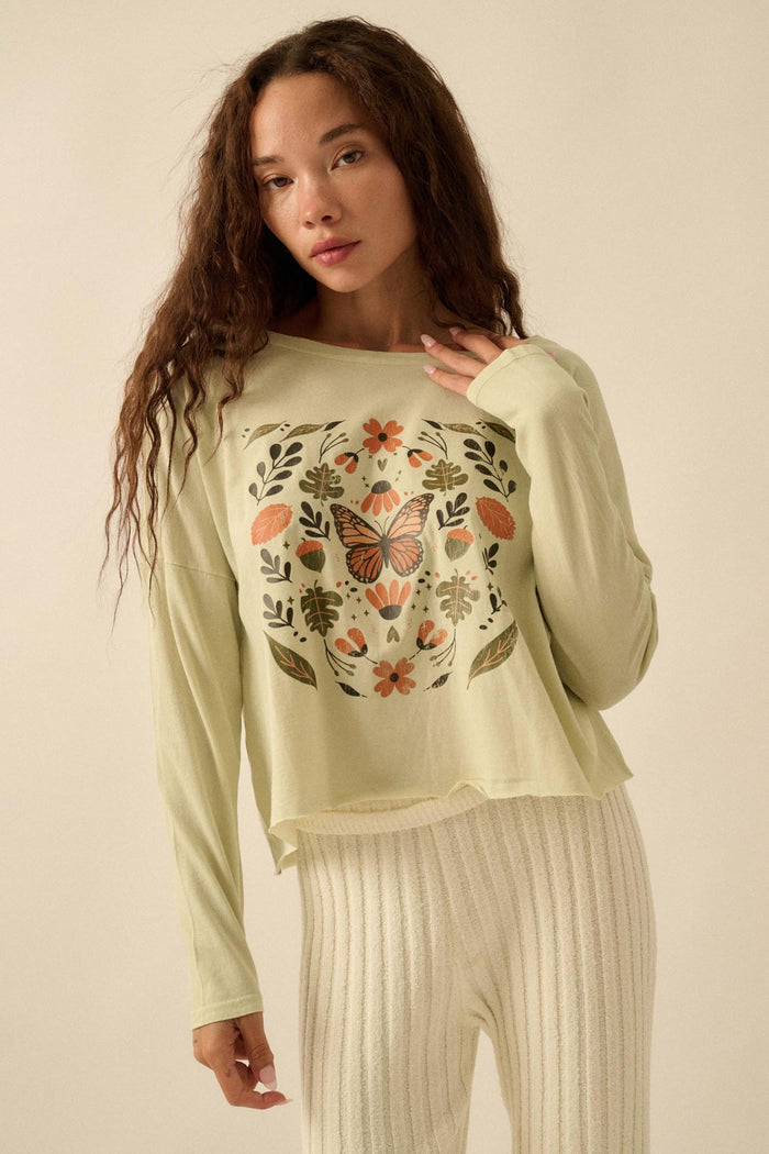 Monarch Season Long-Sleeve Butterfly Graphic Tee - ShopPromesa