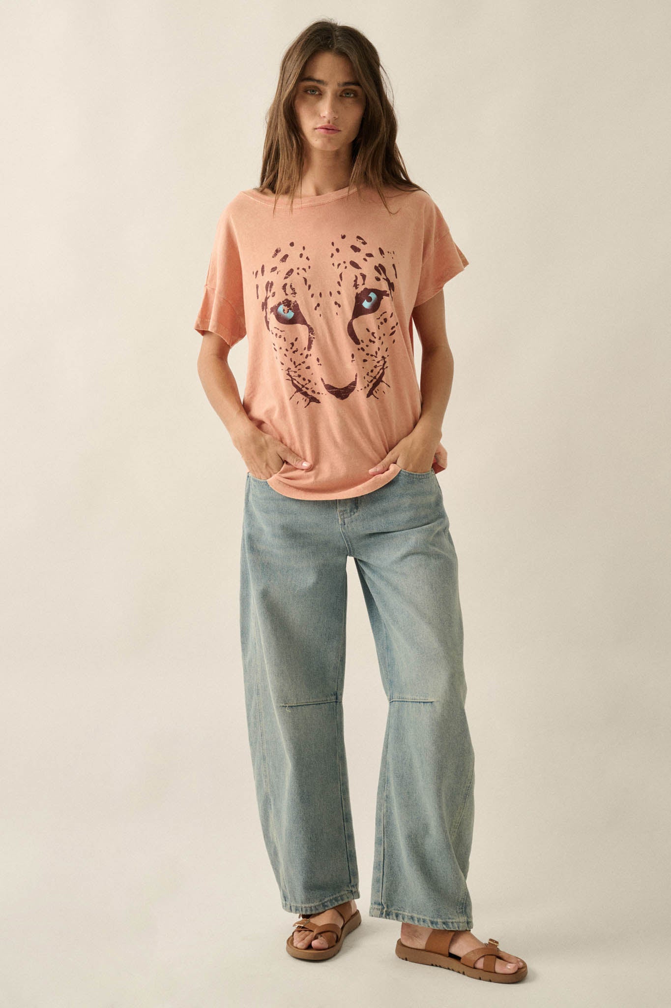 Hungry Eyes Vintage-Wash Cheetah Graphic Tee - ShopPromesa