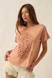 Floral Feline Vintage-Wash Leopard Graphic Tee - ShopPromesa
