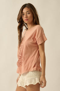 Floral Feline Vintage-Wash Leopard Graphic Tee - ShopPromesa