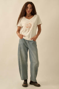 Loyal Leopard Vintage-Print V-Neck Graphic Tee - ShopPromesa