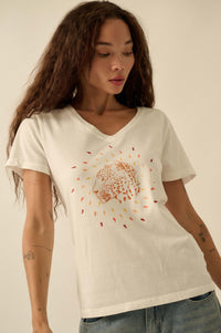 Loyal Leopard Vintage-Print V-Neck Graphic Tee - ShopPromesa
