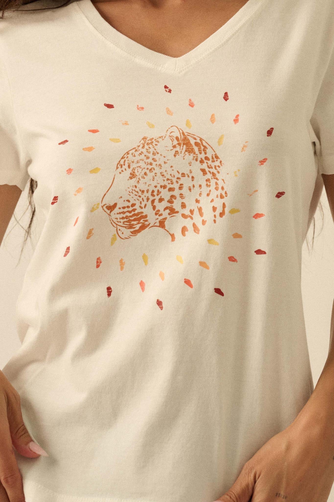 Loyal Leopard Vintage-Print V-Neck Graphic Tee - ShopPromesa
