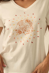 Loyal Leopard Vintage-Print V-Neck Graphic Tee - ShopPromesa