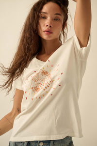 Loyal Leopard Vintage-Print V-Neck Graphic Tee - ShopPromesa