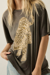 Cosmic Tiger Vintage-Wash Oversize Graphic Tee - ShopPromesa