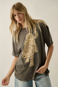 Cosmic Tiger Vintage-Wash Oversize Graphic Tee - ShopPromesa