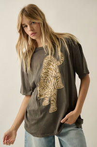 Cosmic Tiger Vintage-Wash Oversize Graphic Tee - ShopPromesa