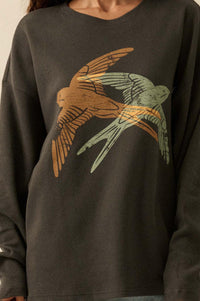 Birds of a Feather Oversize Thermal Graphic Top - ShopPromesa
