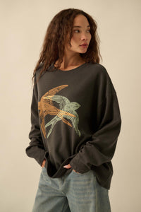 Birds of a Feather Oversize Thermal Graphic Top - ShopPromesa