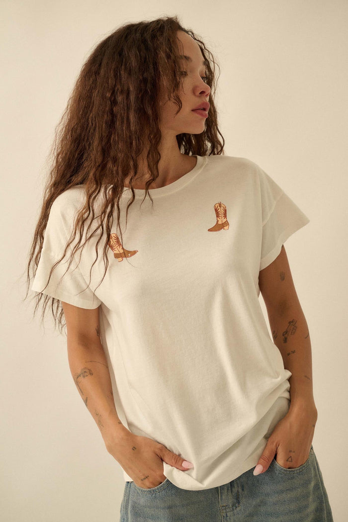 Boot Scootin' Cowboy Boot Chest-Print Graphic Tee - ShopPromesa
