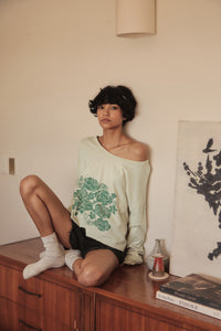 Sage Blooms Vintage-Wash Long-Sleeve Graphic Tee - ShopPromesa