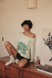 Sage Blooms Vintage-Wash Long-Sleeve Graphic Tee - ShopPromesa